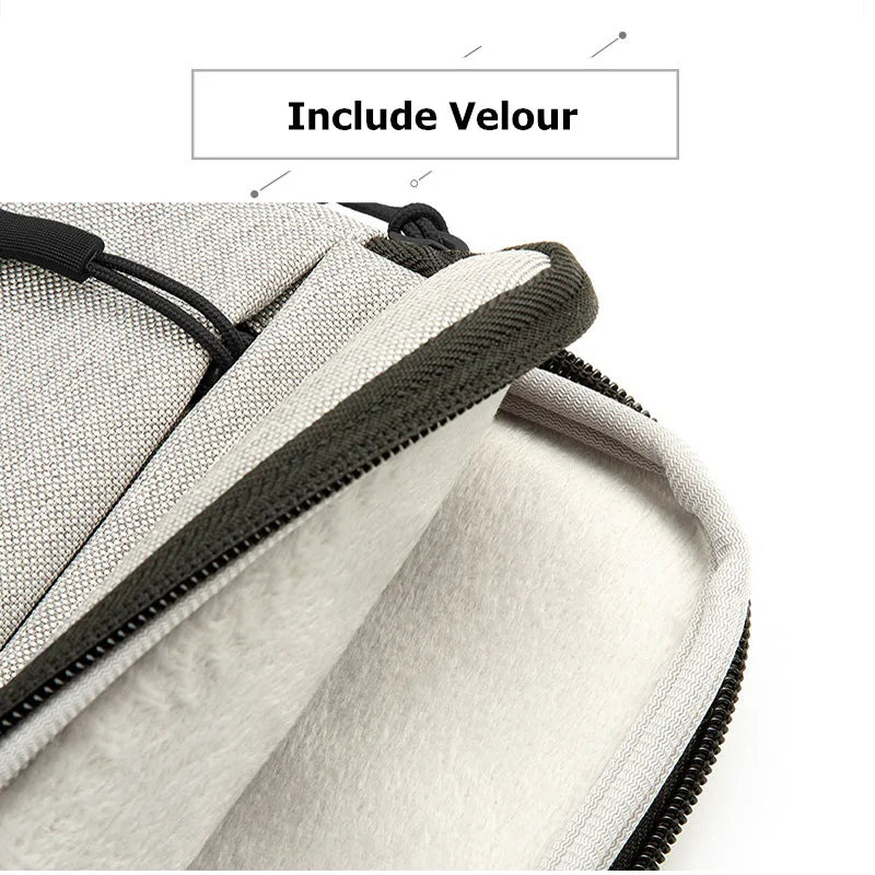 Waterproof Nylon Laptop Sleeve 11–16 Inch — Velvet Lined, Double Zipper