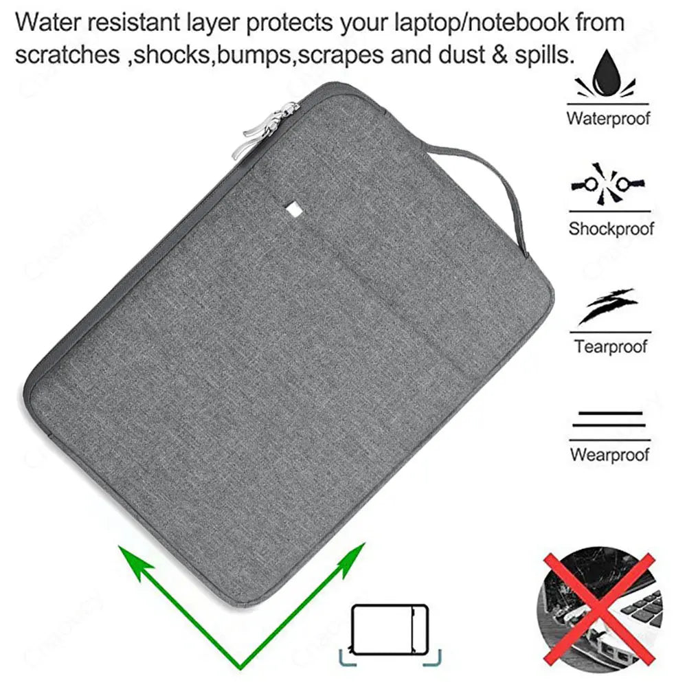 Waterproof Laptop Sleeve Handbag 11.6–16 Inch — Zippered Portable Case