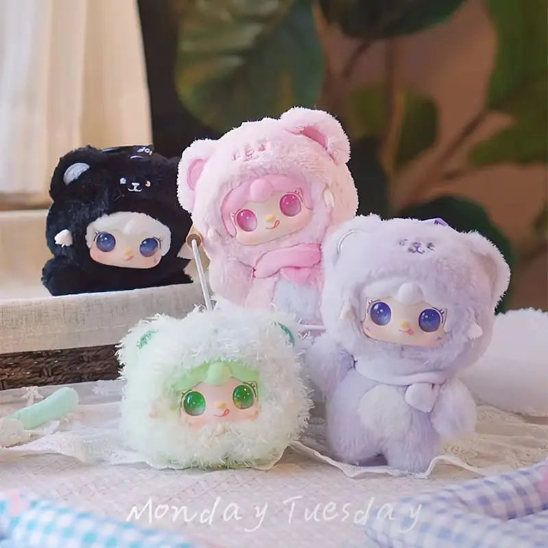 Plush Bear Blind Box Keychain - Cute Mini Mystery Doll Backpack Pendant Collectible Surprise Gift
