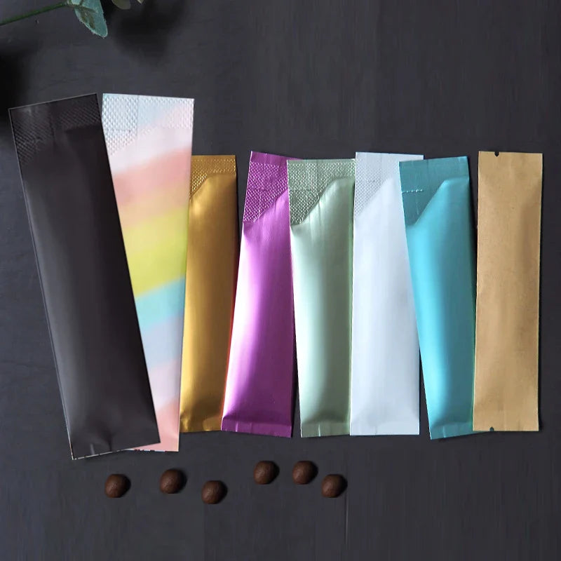 50-Pack Open Top Aluminum Foil Pouches Resealable Food Storage Bags for Coffee Tea Snacks Powder