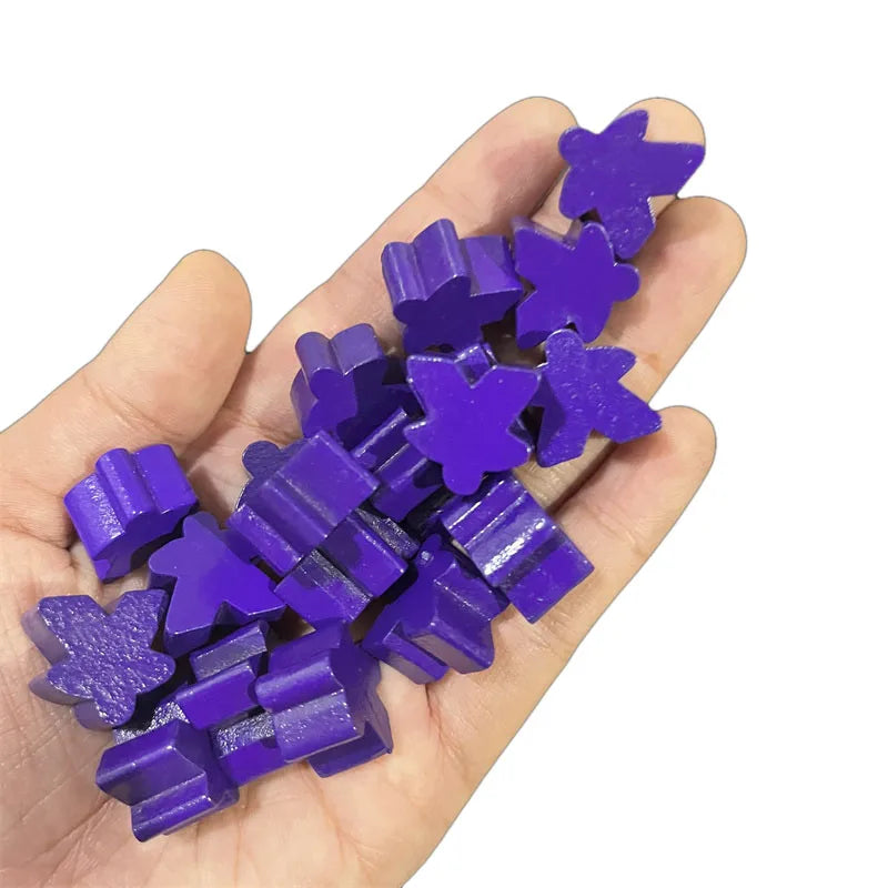 100 Wooden Meeples 16mm (0.63 in) 14-Color Board Game Pawns Replacement Set