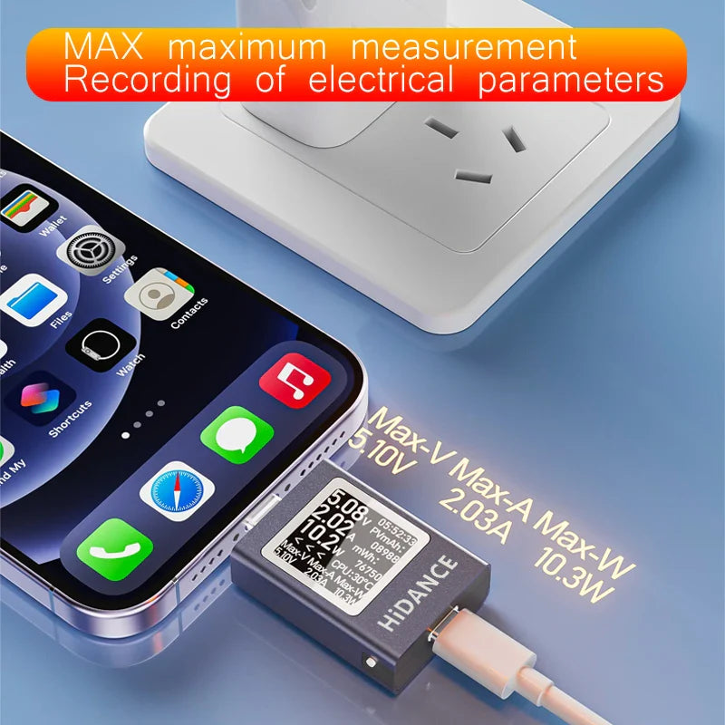 13-in-1 USB-C DC Power Meter Tester 4.5–50V 0–12A PD3.1 PPS QC Fast Charge Ammeter