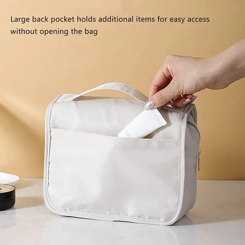 Waterproof Travel Makeup Bag with Hanging Hook – Toiletry & Cosmetic Organizer for Women