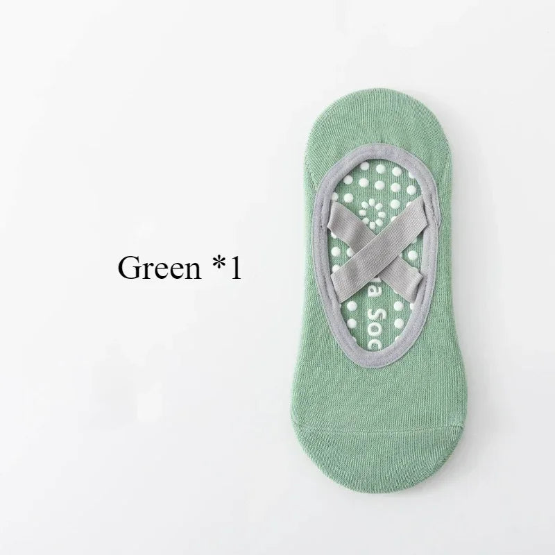 1/ 4Pair Professional Women Yoga Sock Silicone Anti-slip Ballet Pilates Socks Women Backless Breathable Bandage Yoga Sport Socks