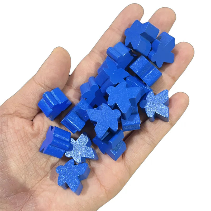 100 Wooden Meeples 16mm (0.63 in) 14-Color Board Game Pawns Replacement Set