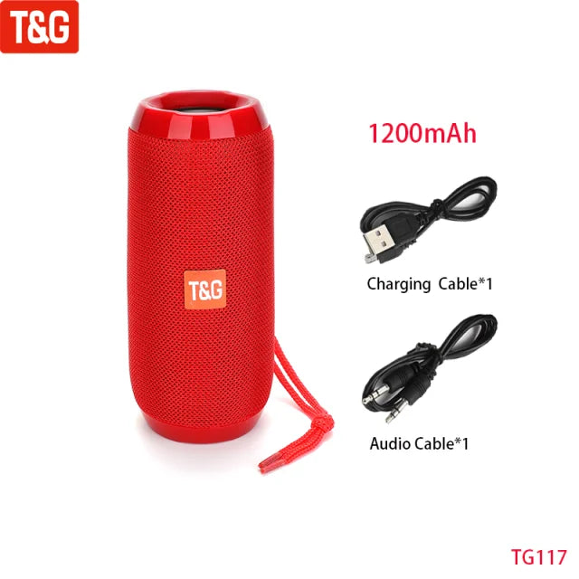 10W Portable Bluetooth Speaker — IPX5 Waterproof, FM Radio, TWS, USB/TF Card, 1200mAh Battery