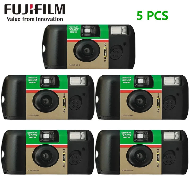 1-5 Pack Disposable 35mm Film Camera ISO 400, Single-Use with Built-In Flash, 27 Exposures