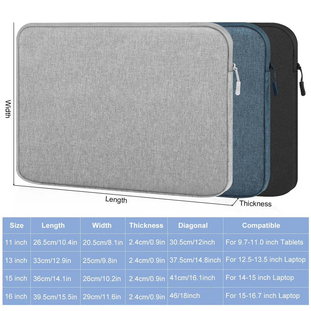 Shockproof Laptop Sleeve 11–16 Inch — MacBook Air/Pro, HP, Dell