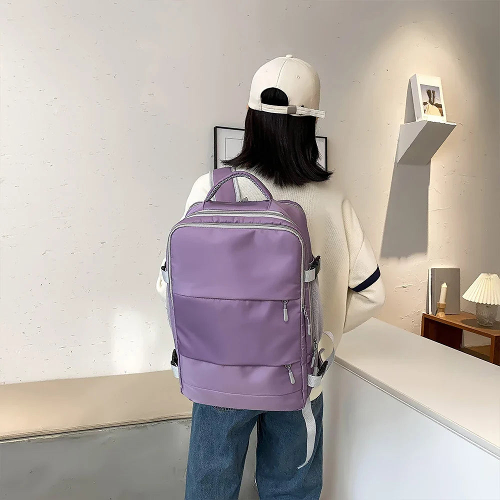 Spacious Travel Backpack – Multifunctional Carry-On with Luggage Strap, Casual Unisex Daypack