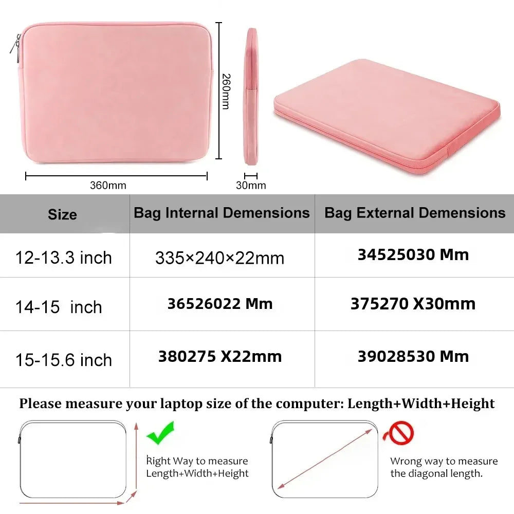 Water-Resistant PU Laptop Sleeve 12–16 Inch — Slim Microfiber Interior