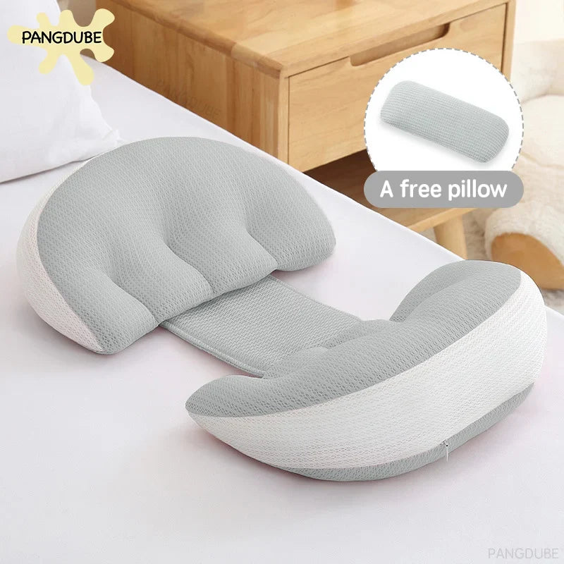 Pregnancy Body Pillow with Free Auxiliary Waist Support Pillow - Cotton Maternity Sleeping Pillow 64–78×36 cm (25–31×14 in)