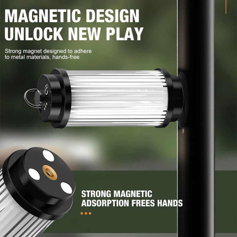 LED Camping Lantern 5 Modes, USB-C Rechargeable, Adjustable Hanging Hook & Bracket Mount