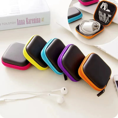 1-4pcs Portable Shockproof Headphone Case Earphone Bag Headset Storage Bag Hard Shell Earphone Accessories memory Card USB Cable