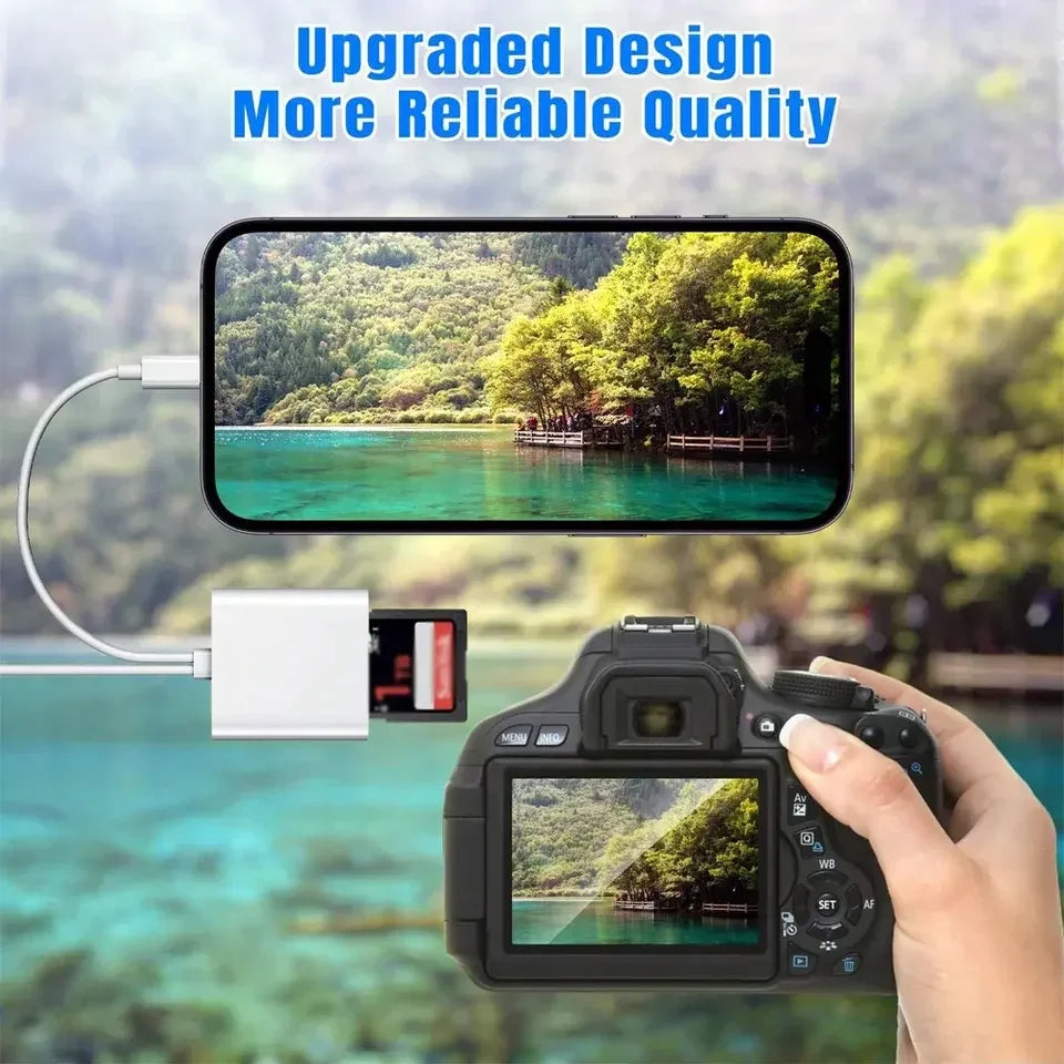 Lightning Type 2 In 1 OTG Card Reader to SD TF Memory Card Adapter For PC Laptop iPhone Multi Smart Cardreader No APP Requires