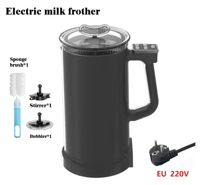 110V/220V Milk Frother 4-in-1 Home Coffee Latte Maker Hot Cold Beverages  Dual Function Stainless Steel Electric Milk Frother