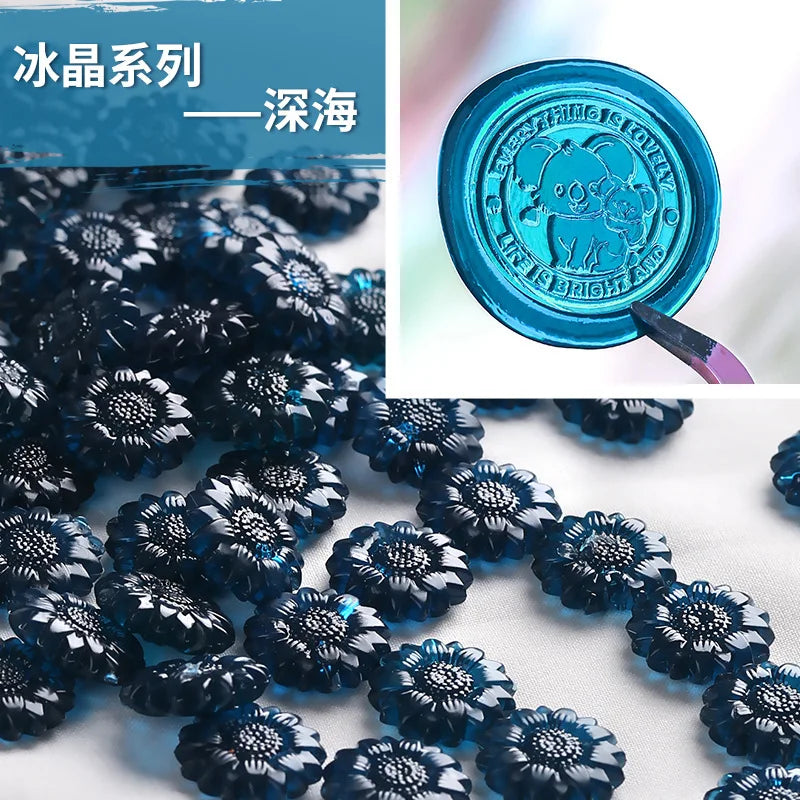 100-Piece Translucent Sunflower Sealing Wax Beads — 1.16 cm (0.46 in) DIY Envelope Seals for Invitations, Cards & Scrapbooking