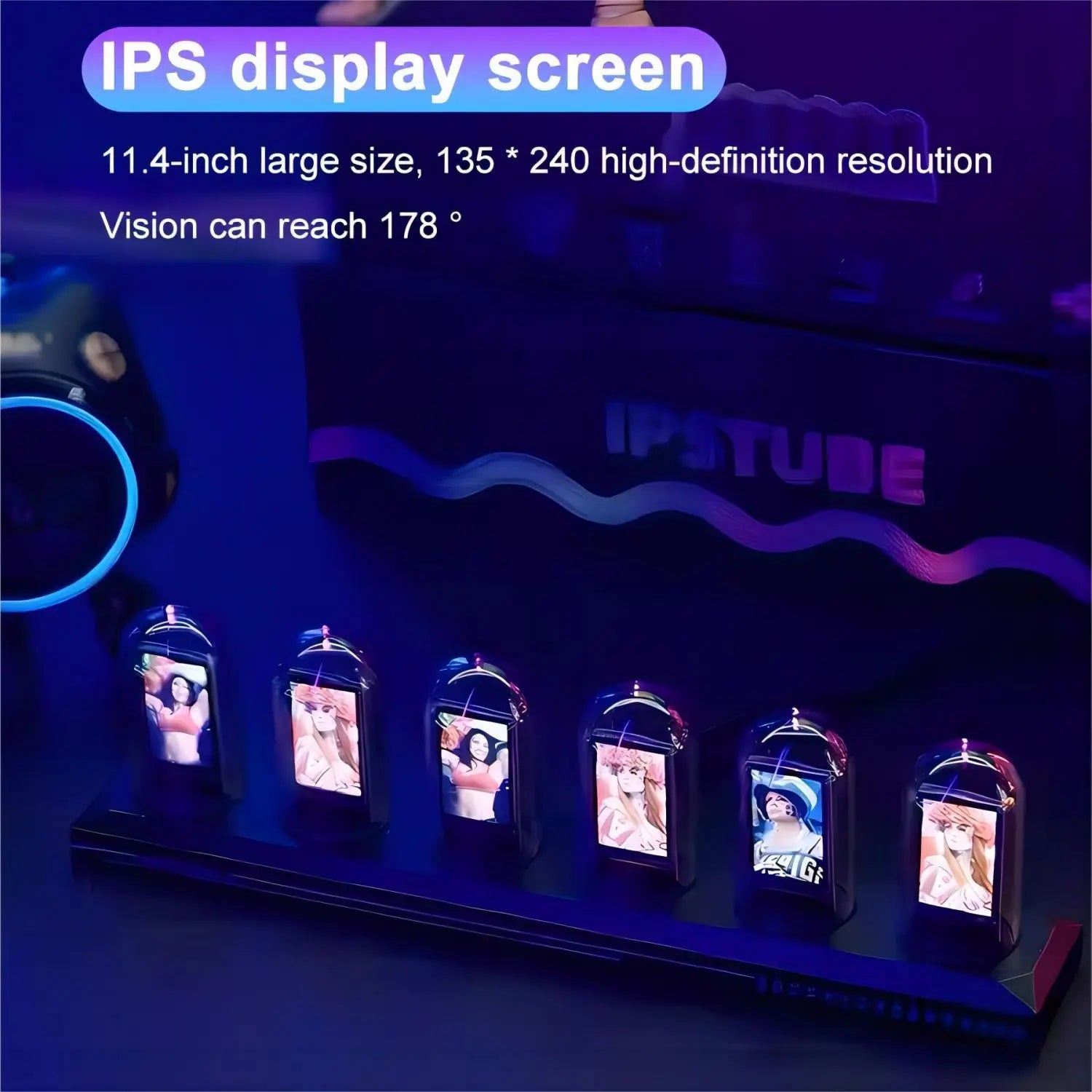 Glow Tube Clock 1.14-Inch (29 mm) IPS Display - RGB Smart App-Controlled Night Light & Ambient Table Lamp