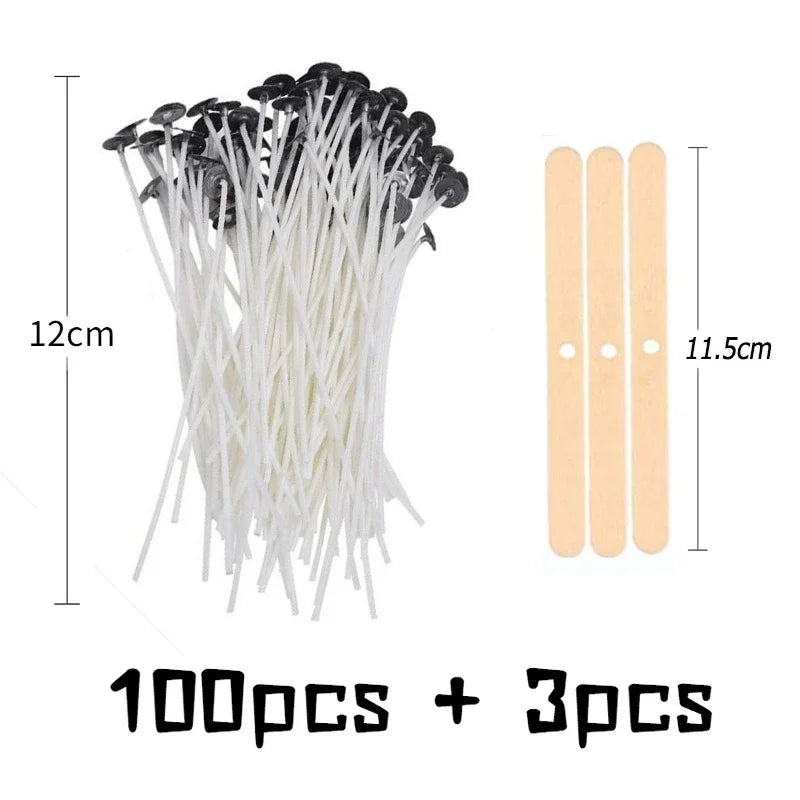 103-Piece Smokeless Candle Wicks Set – Soy Wax Core & Woven Cotton for Candle Making, Oil Lamps & Wax Crafts