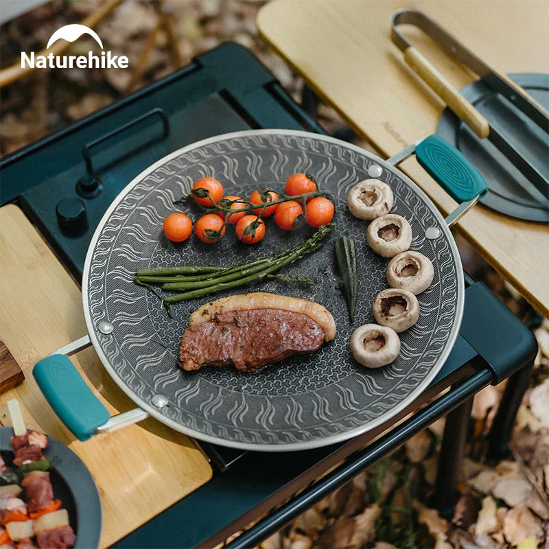 Nonstick Folding Round Grill Pan Portable Outdoor BBQ Griddle for Camping & Picnic