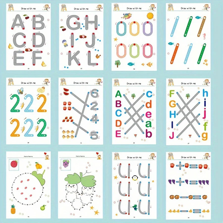 Toddler Pen Control Tracing Workbook Reusable Writing & Drawing Practice Book for Kids Ages 3-14+