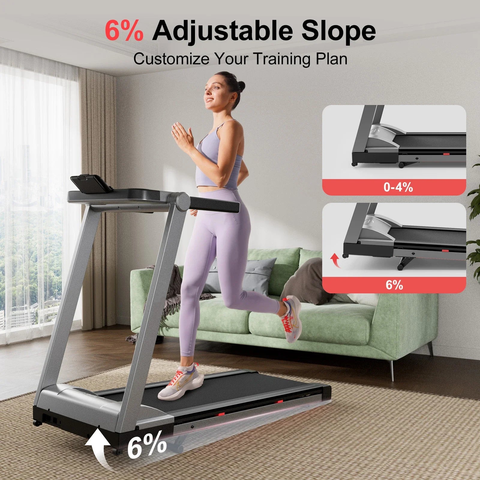Foldable Incline Home Treadmill 3.5HP — 350 lb, Touchscreen, Smart App