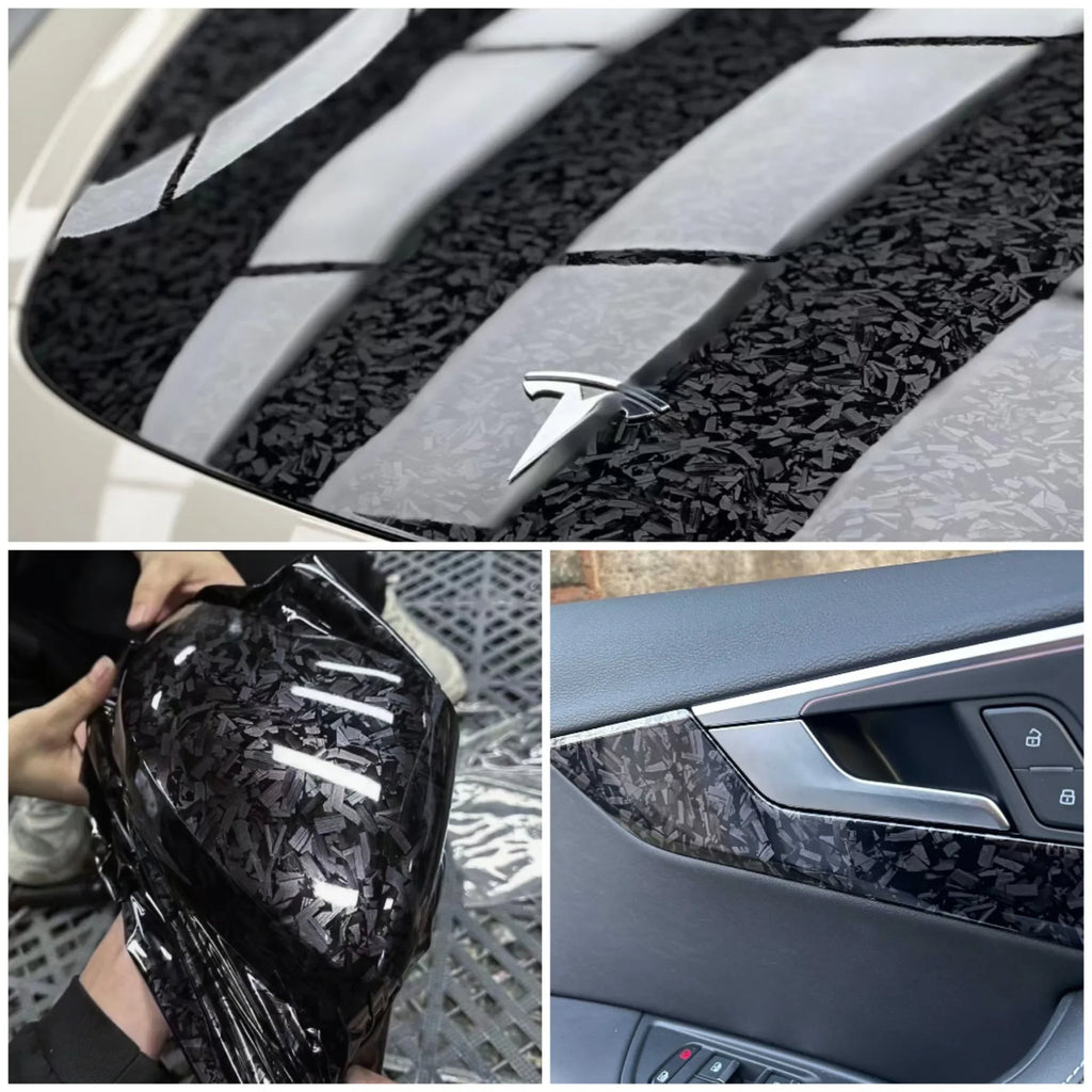 Glossy Laser Forged Carbon Fiber Vinyl Wrap Self-Adhesive Waterproof Car Film - 10/20/30/50 cm x 152 cm (3.94/7.87/11.81/19.69 in x 59.84 in)