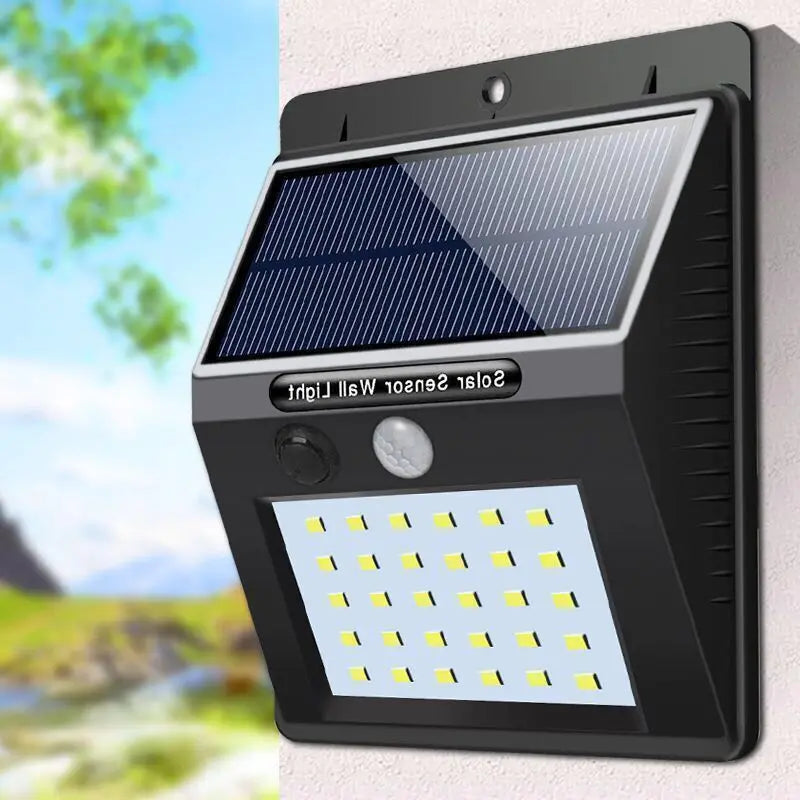 100-LED Solar Wall Light with PIR Motion Sensor - Outdoor Solar Powered Garden & Pathway Lamp