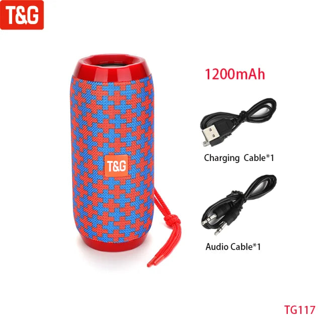 10W Portable Bluetooth Speaker — IPX5 Waterproof, FM Radio, TWS, USB/TF Card, 1200mAh Battery