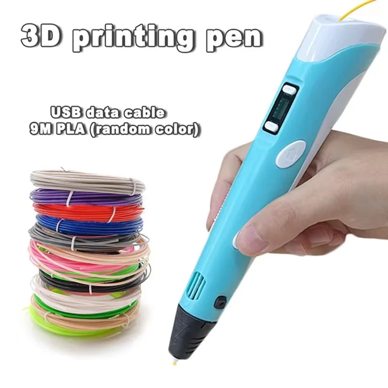 USB Rechargeable 3D Printing Pen with 9M PLA Filament (1.75mm) — Adjustable Speed, 180–220°C Heat, DIY 3D Pen for Kids & Adults