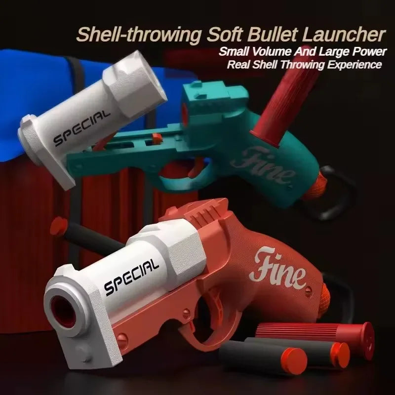 Mini Shell-Throwing Foam Dart Blaster Pistol - Soft Bullet Launcher for Kids Outdoor Play