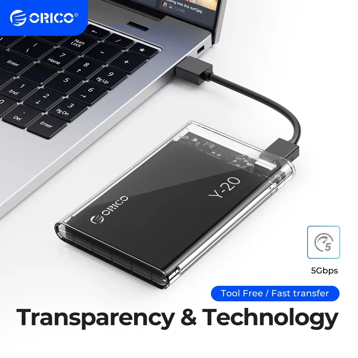 2.5-Inch SATA to USB-C HDD Enclosure — Tool-Free, Up to 6TB, UASP