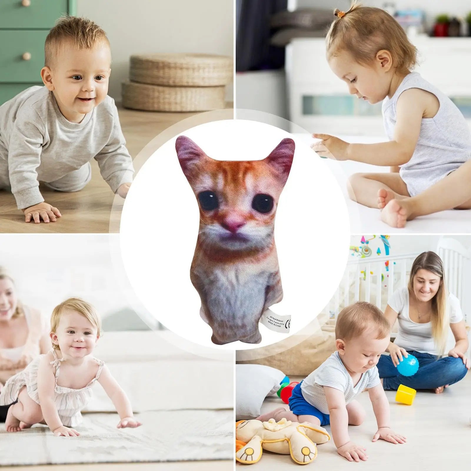 El Gato Wowwow Cat Plush Toy - Cute Simulation Stuffed Animal Collectible for Kids Birthday Gift (20cm/7.9in, 40cm/15.7in)