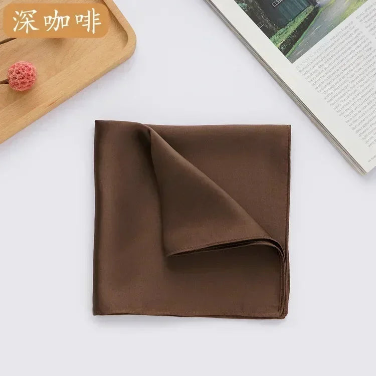 100% Mulberry Silk Men's Pocket Square 35cm (13.8in) Solid Tatting Handkerchief