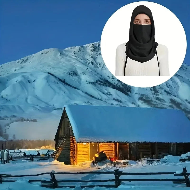 Unisex Windproof Winter Balaclava with Drawstring - Motorcycle Riding Warm Face Mask