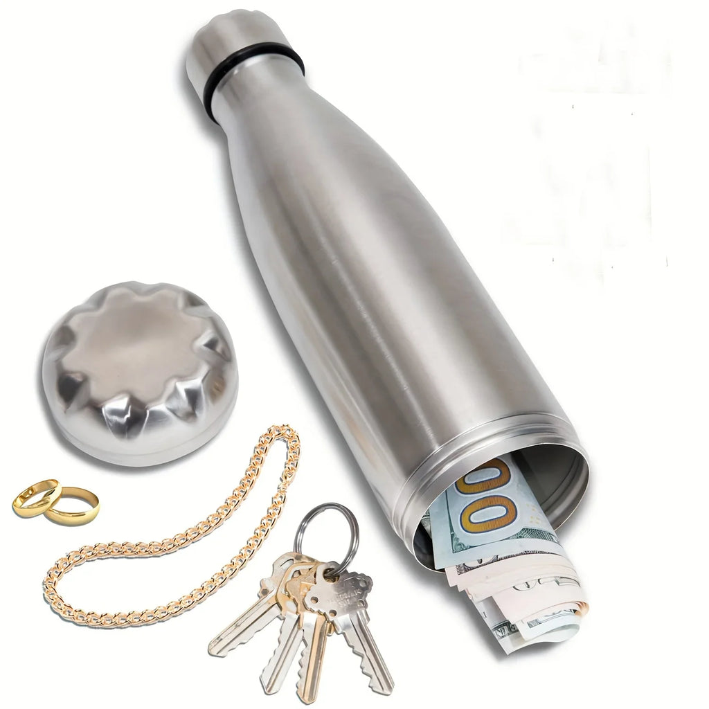 Stainless Steel Diversion Water Bottle Safe with Hidden Compartment for Keys, Cash and Valuables