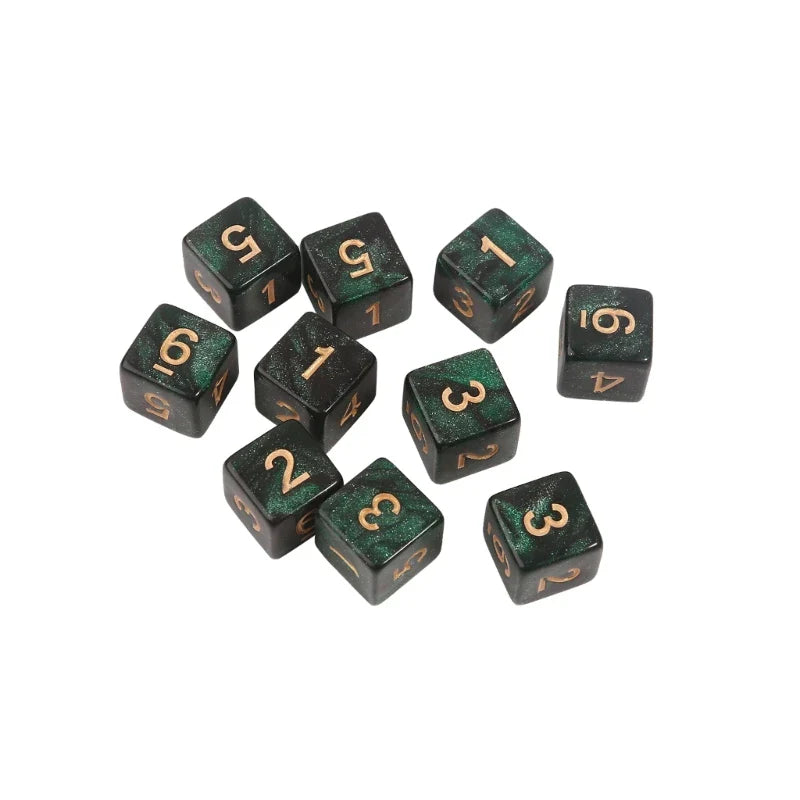 10-Pack 15mm (0.59 in) Multicolor Acrylic 6-Sided Cube Dice Set for Tabletop Games & Parties