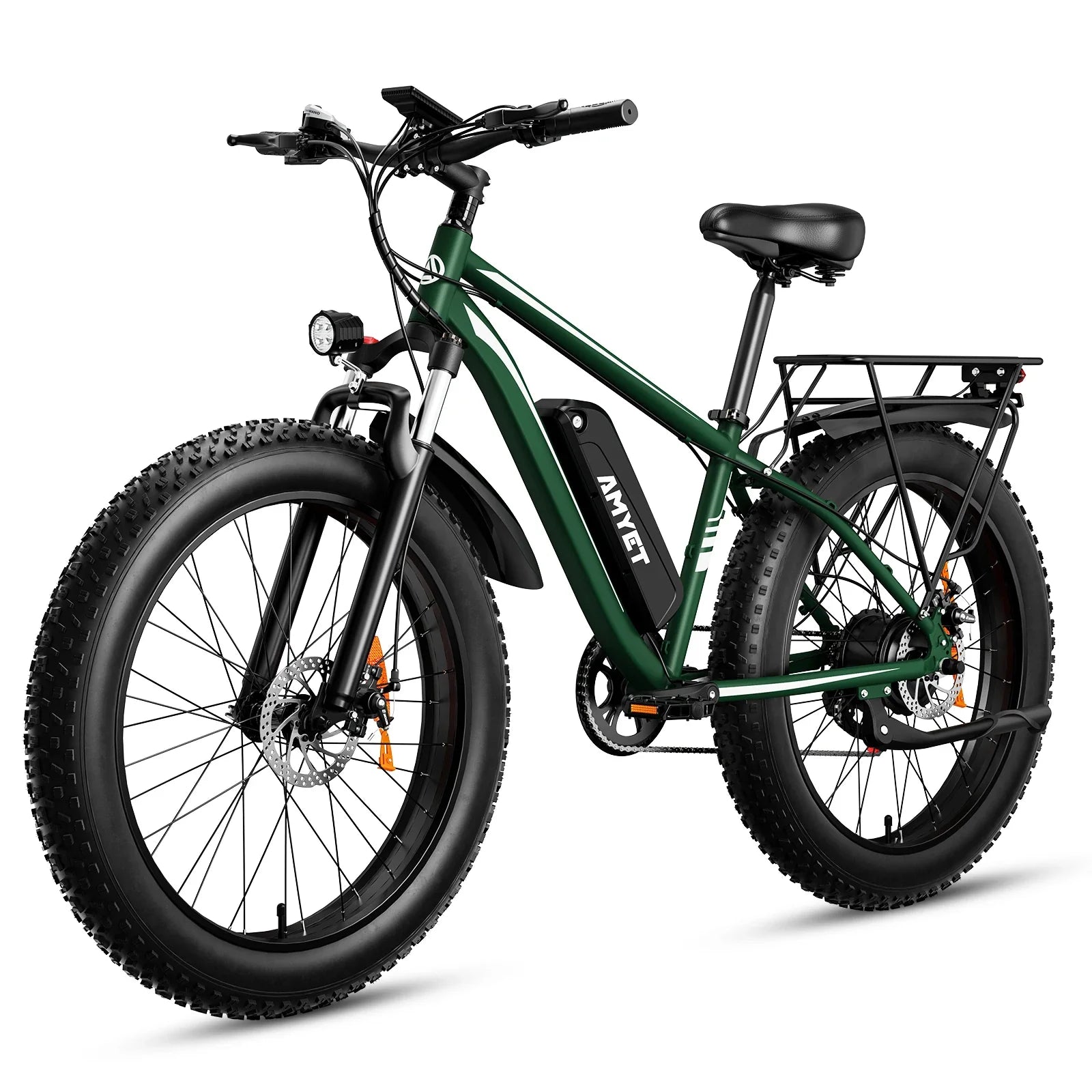 1000W 48V 15Ah Electric Fat Tire Mountain Bike — 26-inch x 4-inch (66×10 cm), Dual Suspension, 28 mph, Removable Battery, 330 lb Capacity