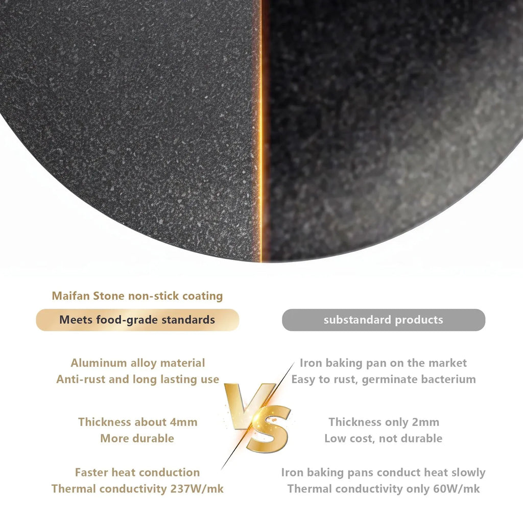 34cm (13.4 in) Non-Stick Outdoor BBQ Grill Pan with Wooden Handles, Stovetop & Camping Korean Grill Plate