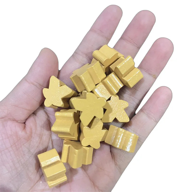 100 Wooden Meeples 16mm (0.63 in) 14-Color Board Game Pawns Replacement Set