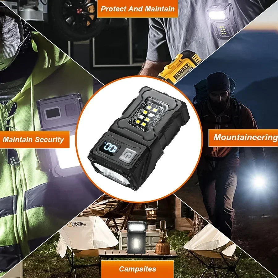Mini USB Rechargeable LED Flashlight — COB + LED, Magnetic, 8 Modes