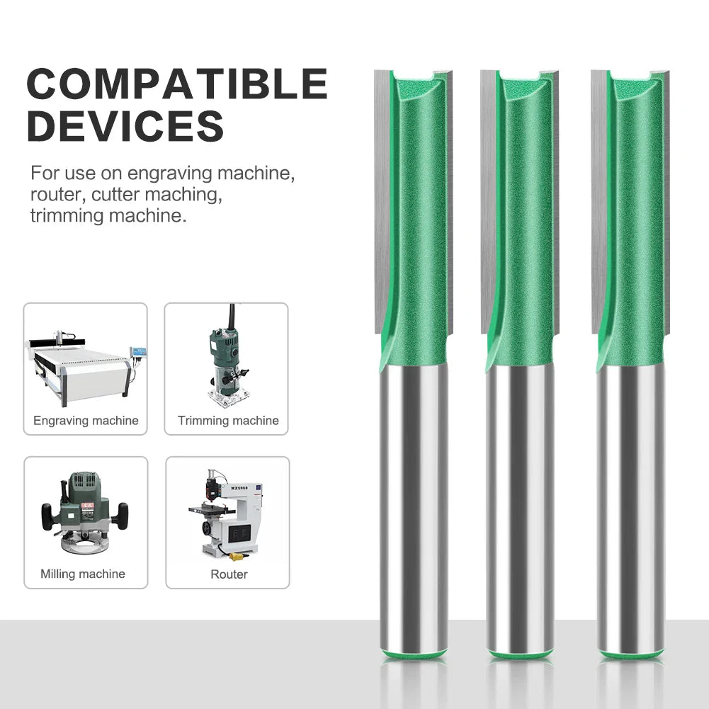 Tungsten Carbide Router Bit 3-20mm (0.12-0.79 in) Diameter, 8mm (0.315 in) Shank, Single/Double Flute Straight Bit for Woodworking