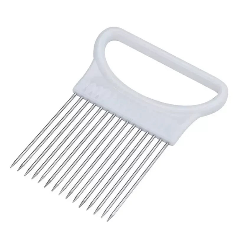 1-Piece Colorful Onion Slicer & Holder Stainless Steel Vegetable and Potato Slicing Tool
