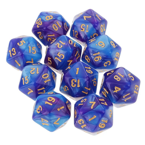 10-Pack Double-Color D20 Polyhedral Dice Set 20-Sided RPG Tabletop Gaming Dice 16 mm (0.63 in)