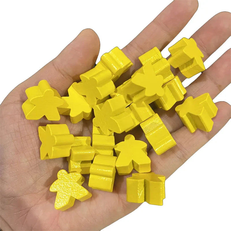 100 Wooden Meeples 16mm (0.63 in) 14-Color Board Game Pawns Replacement Set