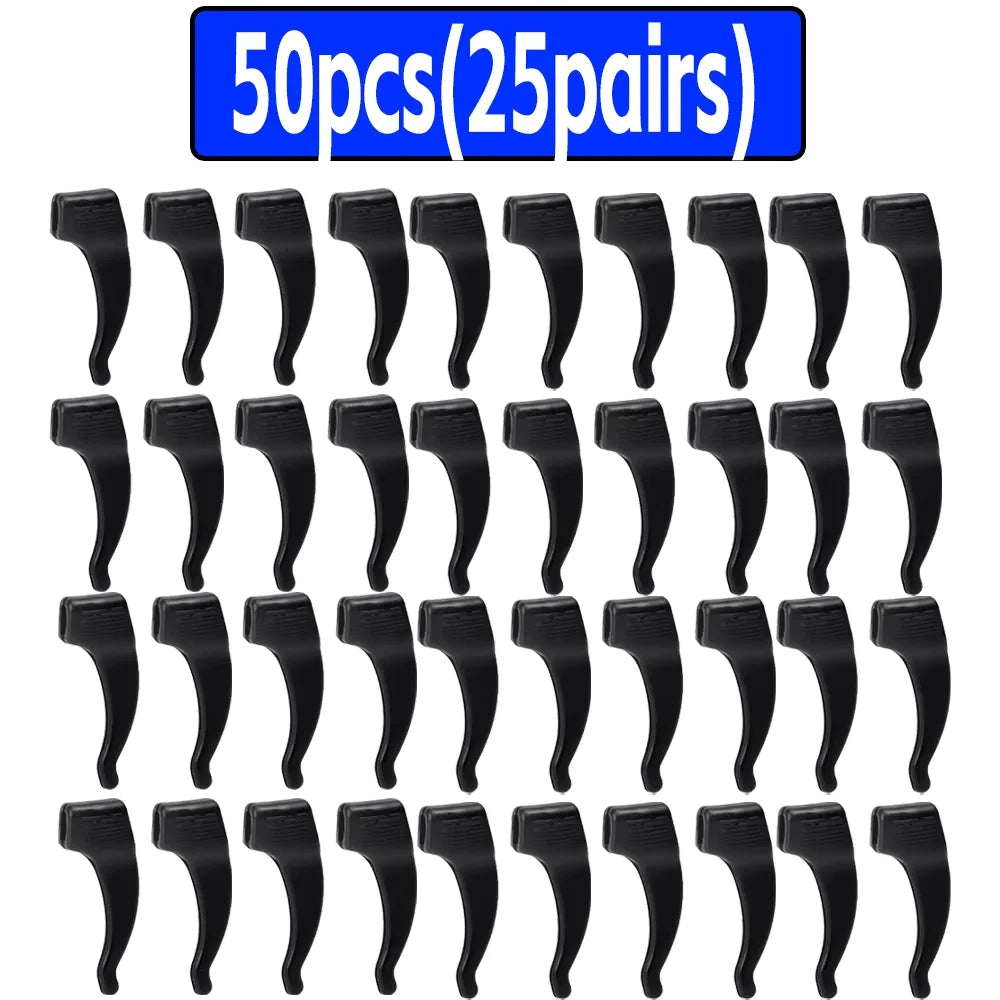 100-Pack Silicone Anti-Slip Eyeglass Ear Hooks Temple Tips – 33 x 10 mm (1.3 x 0.39 in)