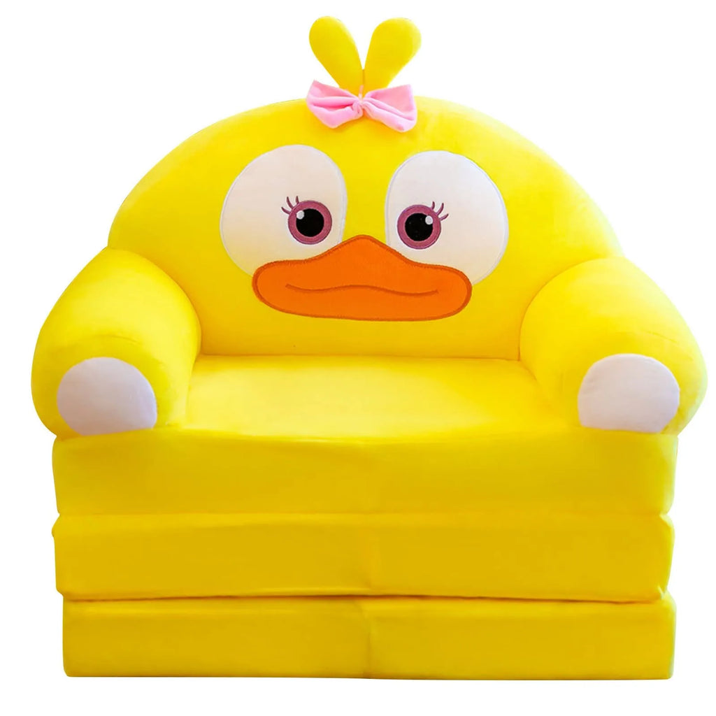 2-in-1 Foldable Plush Kids Sofa Bed – Cartoon Children's Fold-Out Chair for Nursery & Playroom