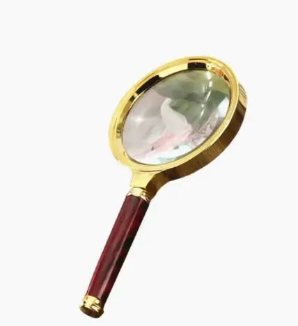 10x Handheld Magnifying Glass with Wooden Handle — 60/70mm (2.36/2.76 in) Lens for Reading, Jewelry and Repair