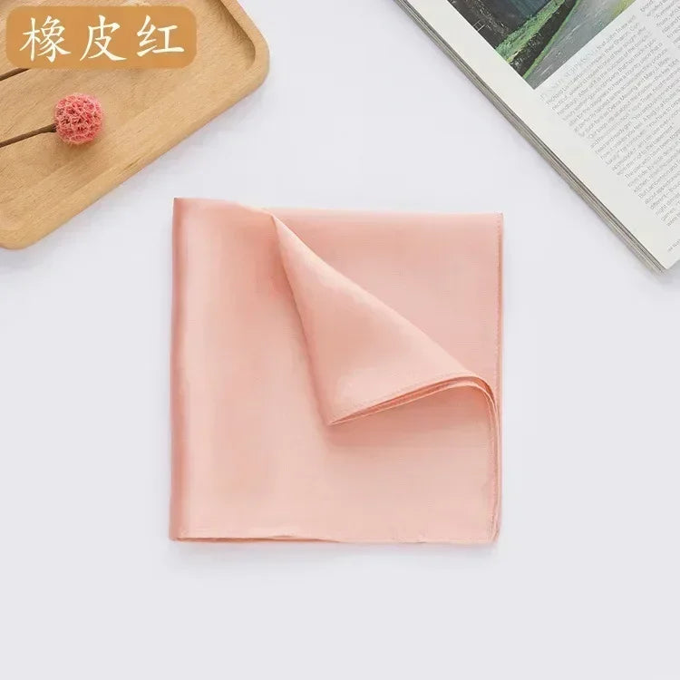 100% Mulberry Silk Men's Pocket Square 35cm (13.8in) Solid Tatting Handkerchief
