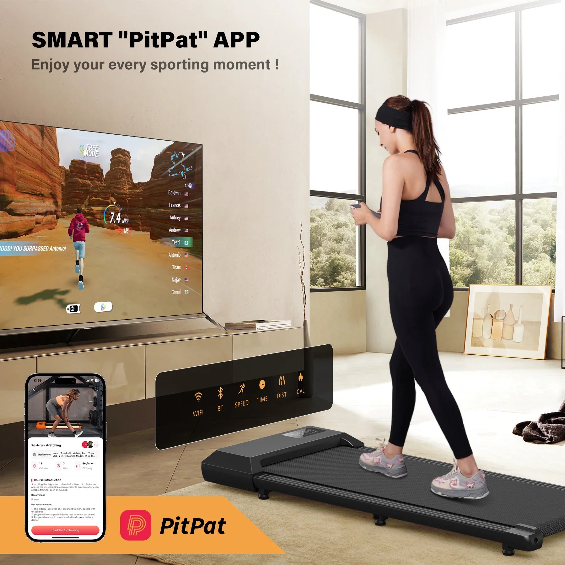 Under-Desk Walking Pad Treadmill — 2.5HP, App & Remote, LCD Display