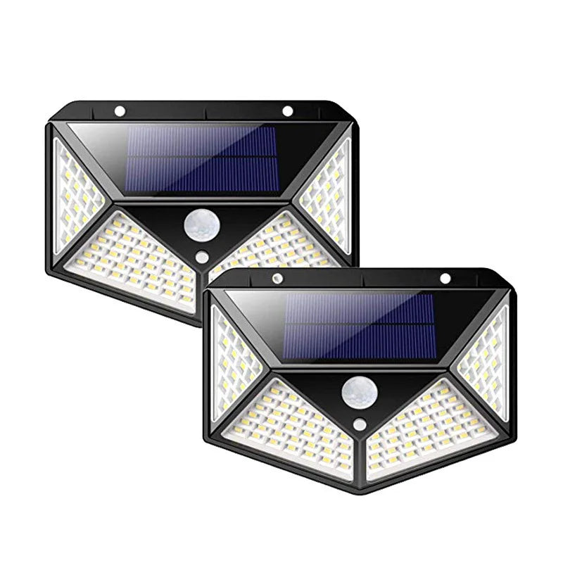 100-LED Solar Wall Light with PIR Motion Sensor - Outdoor Solar Powered Garden & Pathway Lamp